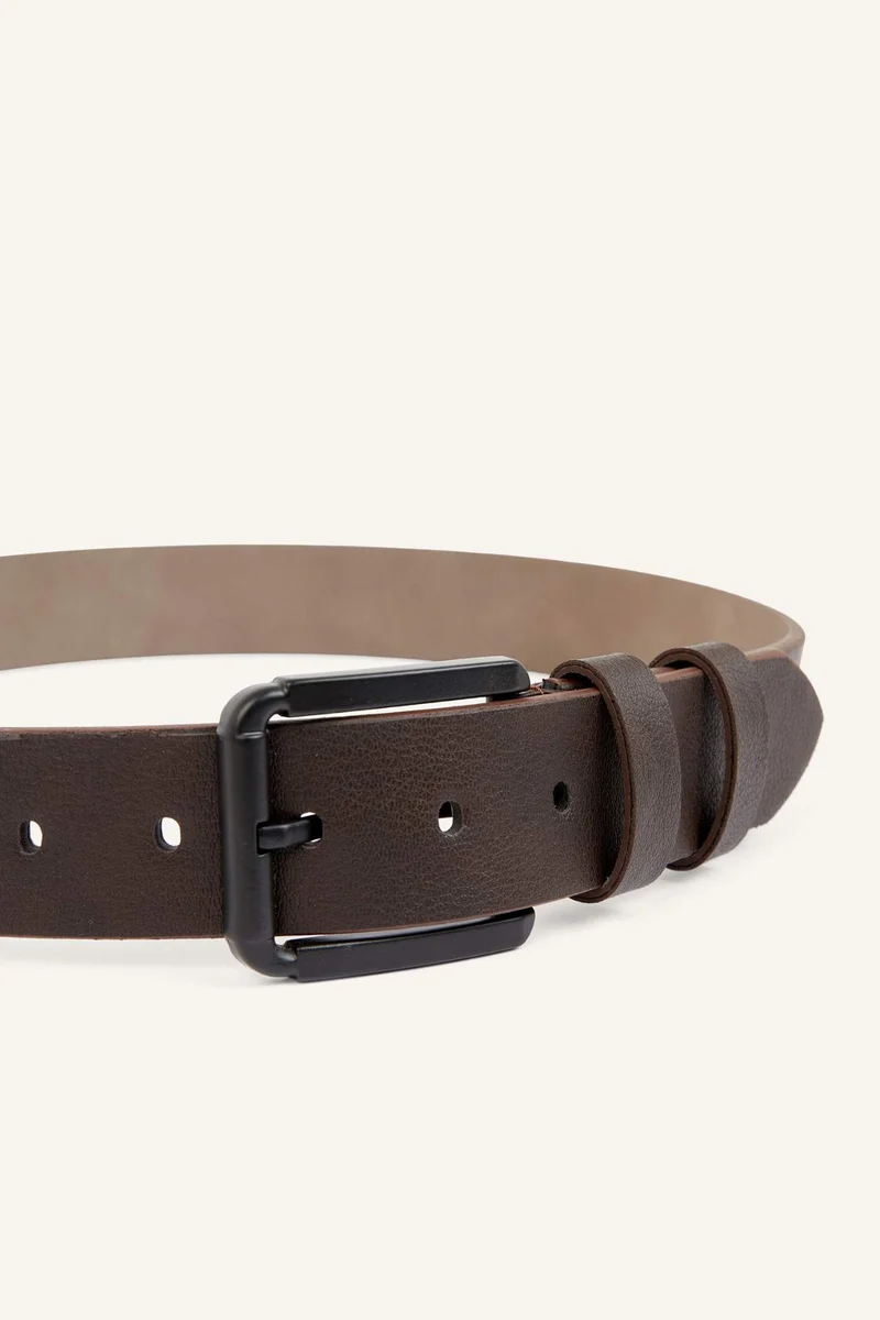 ديفاكتو Man Rectangle Clasp Faux Leather Classic Belt