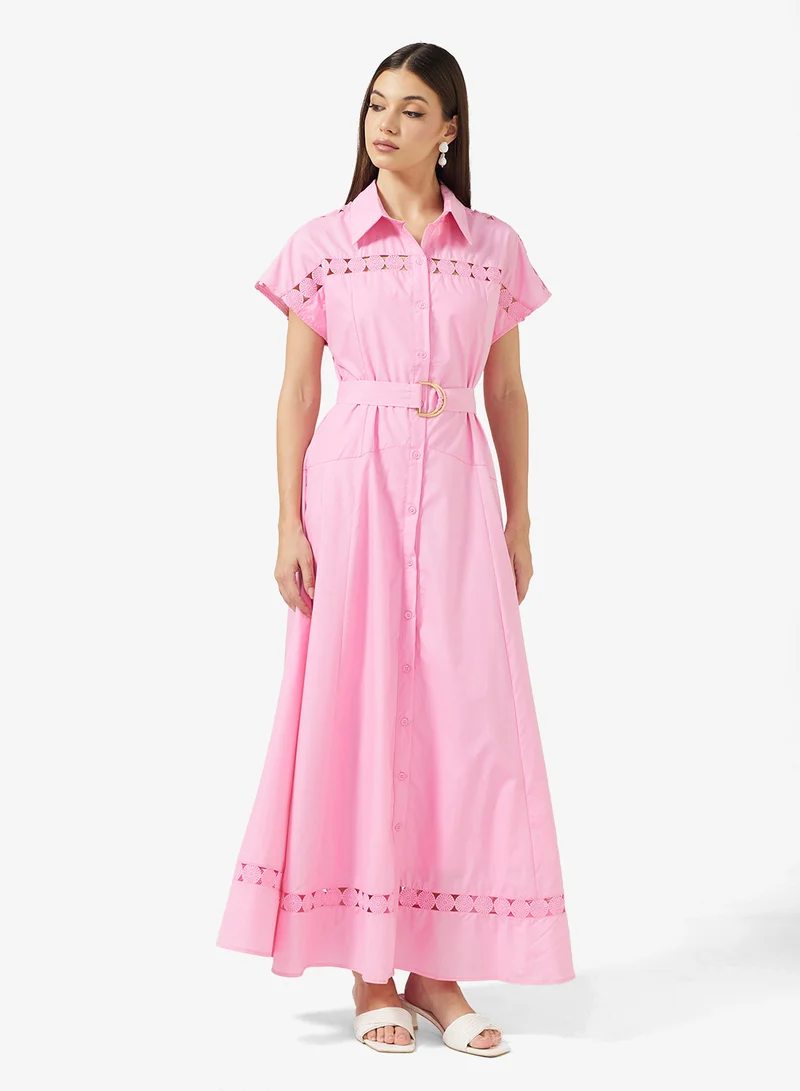 ايلا Longline Shirt Dress With Lazer Cut Out