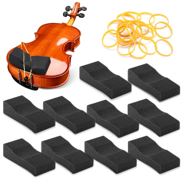 Facmogu 10PCS Foam Shoulder Pads, Economy Sponge Shoulder Pads for 3/4-1/2 Violin, Soft Sponge Rest with Rubber Bands for Concerts & Party - Black - Image 1