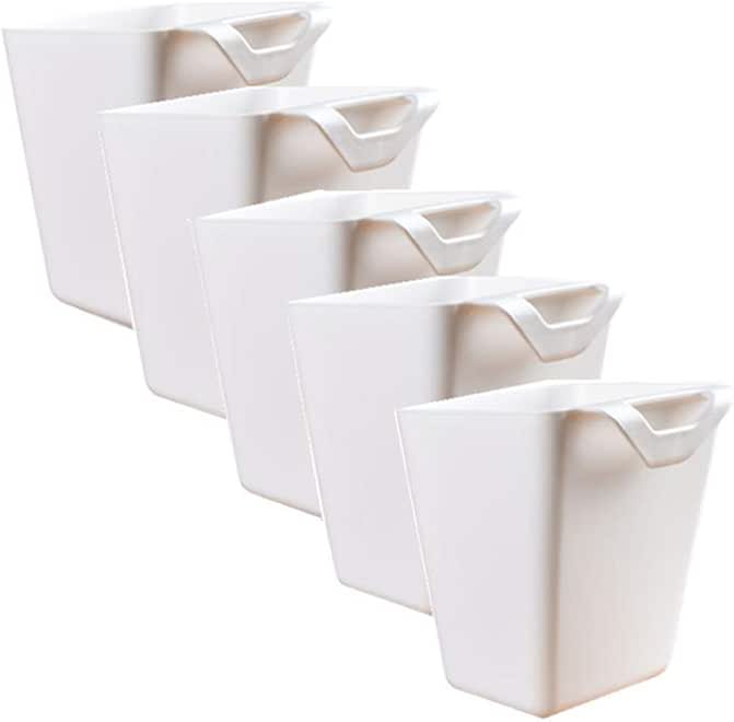 5pcs Hanging Cup Holder,Rolling Cart Accessories Utility cart Accessories Hanging Bins,Hanging Flower Pots,Space Saver,Storage Bucket Desktop Container,Make Up Pencil Holder White