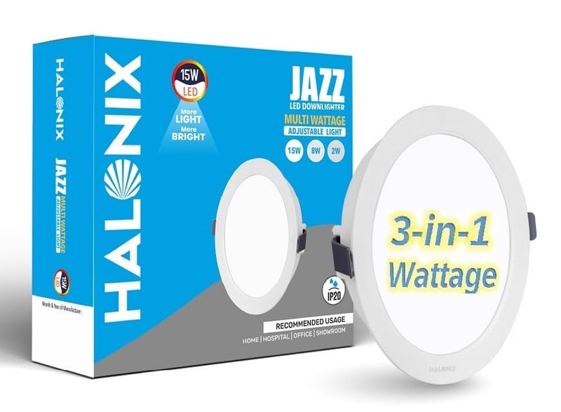 Halonix Polycarbonate Jazz Dimmable 15W,8W,2W Multi-Wattage 3-in-1 Ceiling Light for Hall | Cutout- 4 inch| Recessed Ceiling Light | Ceiling Lights for Room | Pack 1 - Image 5