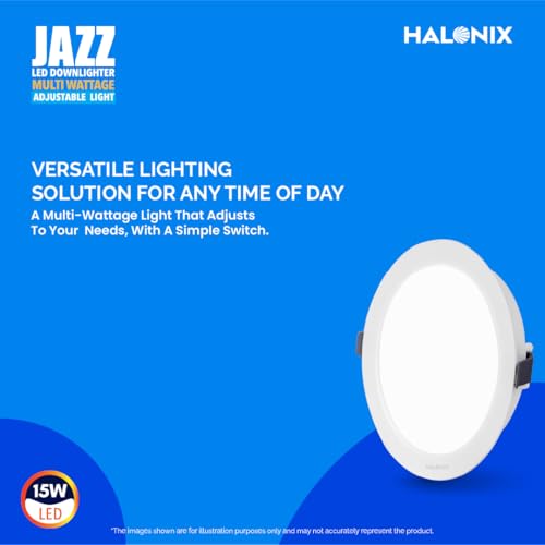 Halonix Polycarbonate Jazz Dimmable 15W,8W,2W Multi-Wattage 3-in-1 Ceiling Light for Hall | Cutout- 4 inch| Recessed Ceiling Light | Ceiling Lights for Room | Pack 1 - Image 2