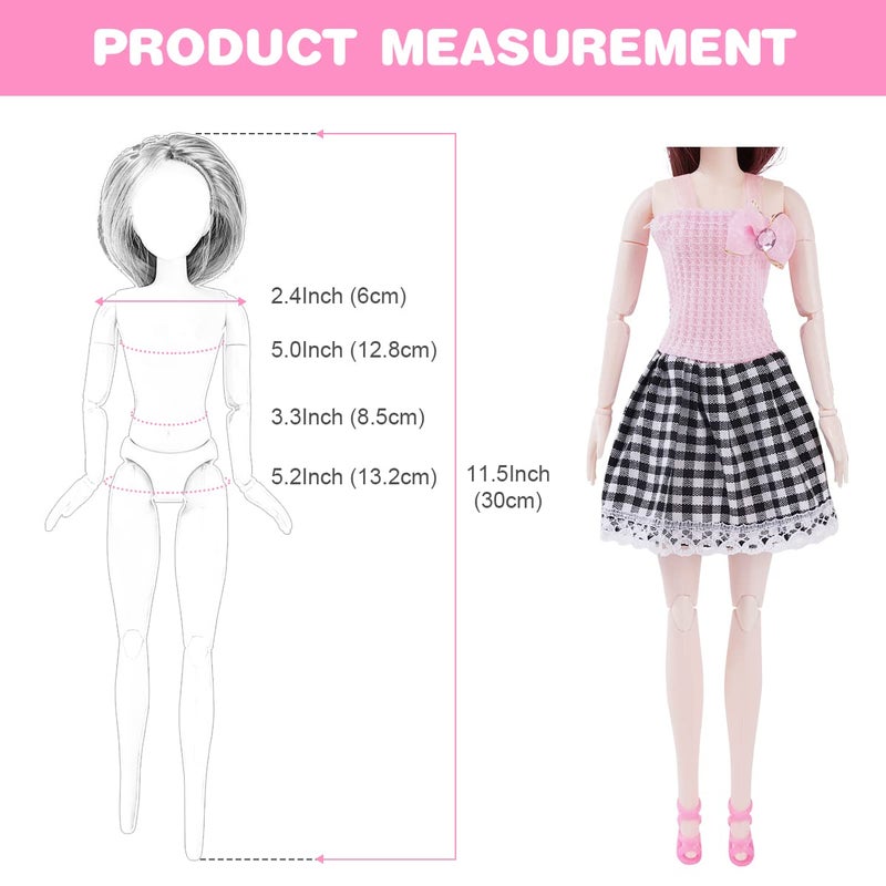Vicloon ملابس فيكلون للدمى، 43 قطعة من ملابس الدمى تشمل 5 فساتين سهرة + 3 مجموعات (قميص + بنطلون) + 10 أزواج من الأحذية + 12 إكسسوار (عشوائي) 5 شماعات + 5 حقائب (عشوائي) - Image 2