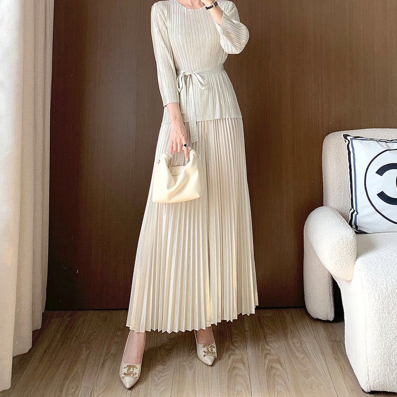High-Waist Pleated Palazzo Pants Women 2024 Ben White