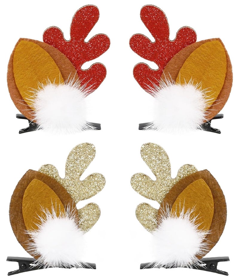 Christmas Hair Clips for Women Girls Reindeer Antlers Hair Clips Xmas Deer Ears Cute Christmas Hair Accessories for Women Festive Holiday Hair Clips