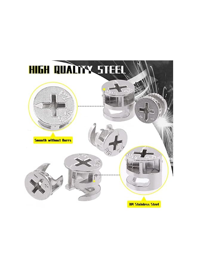 promass 100 Pcs 4 Size Furniture Connecting Cam Lock Assortment Kit, Heavy Duty Locking Cam Fitting Lock Nut Connectors for Cabinet Drawer (11.8 * 10/14.6 * 11.5/14.7 * 13.5/14.5 * 9.5mm) - Image 4