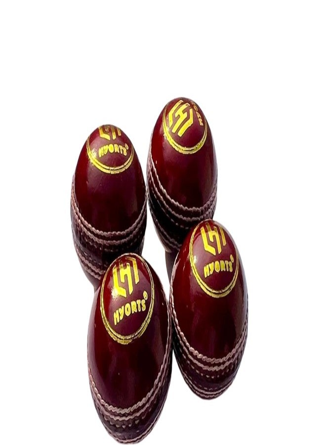 HYORTS 2 Peices Hand Stitched Bat-Friendly Leather Cricket Ball Pack of 4 - Image 1