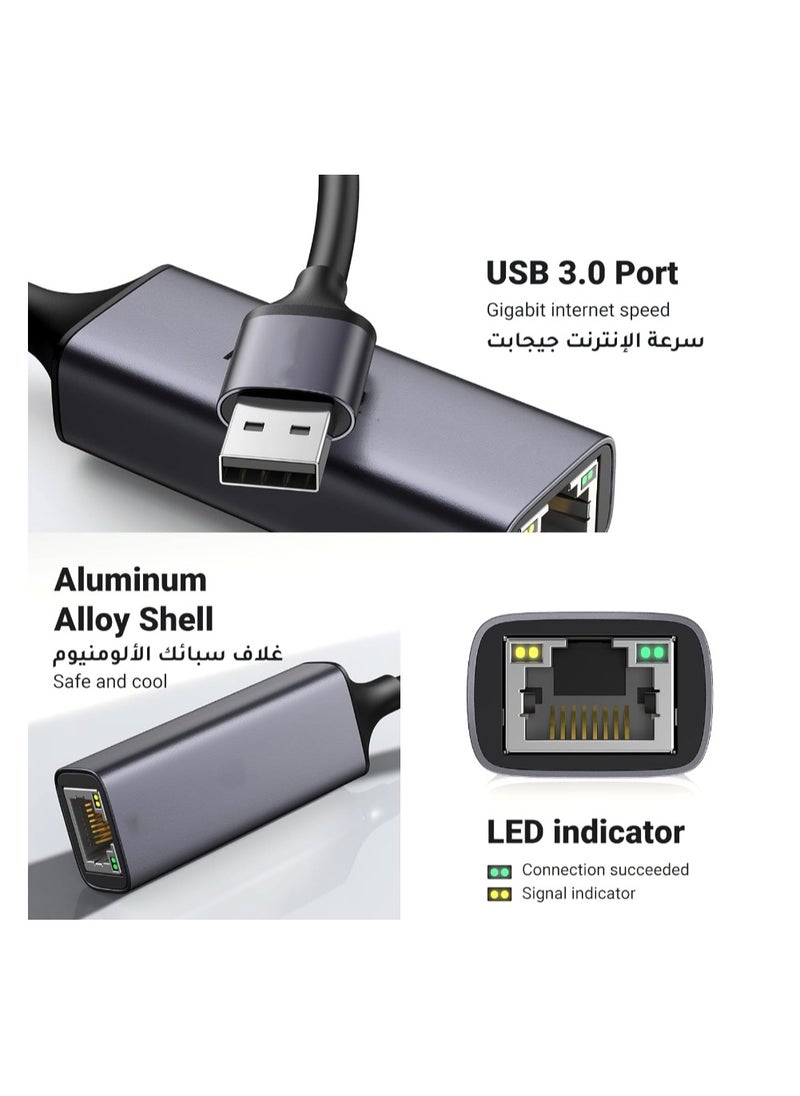 MOWSIL USB 3.0 Ethernet Adapter Aluminum USB to Network 1000Mbps Gigabit RJ45 LAN Internet Adapter Converter Compatible with MacBook iMac PC Switch Surface Pro Windows Mac OS/IOS Linux,  - Image 2