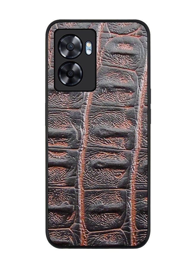 Stylizedd Rugged Black edge case for Oppo A77 5G / Oppo A57 5G, Slim fit Soft Case Flexible Cover - Viper Skin Print Leather - Image 1