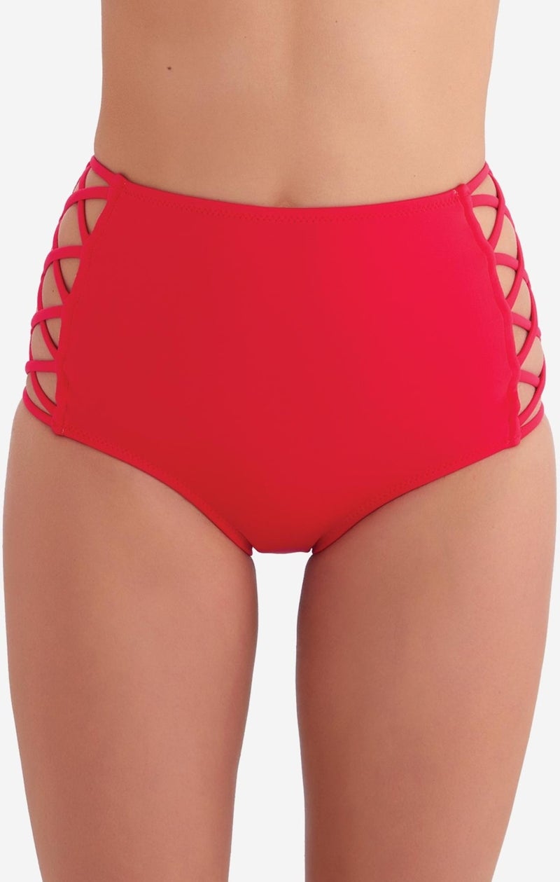 Ayyıldız Crescent Moon 63047 Red High Waist Bikini Bottom  - Image 2