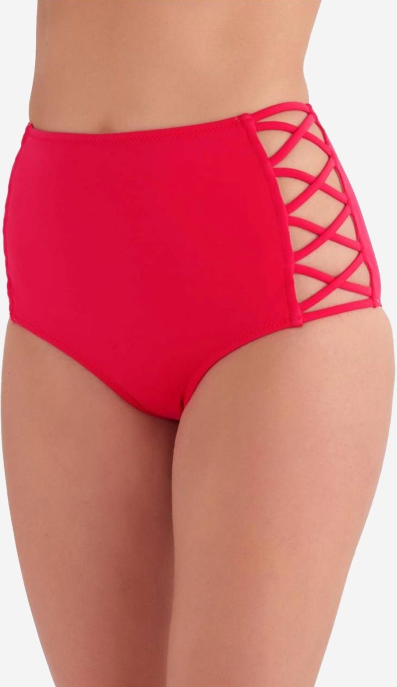 Ayyıldız Crescent Moon 63047 Red High Waist Bikini Bottom  - Image 1