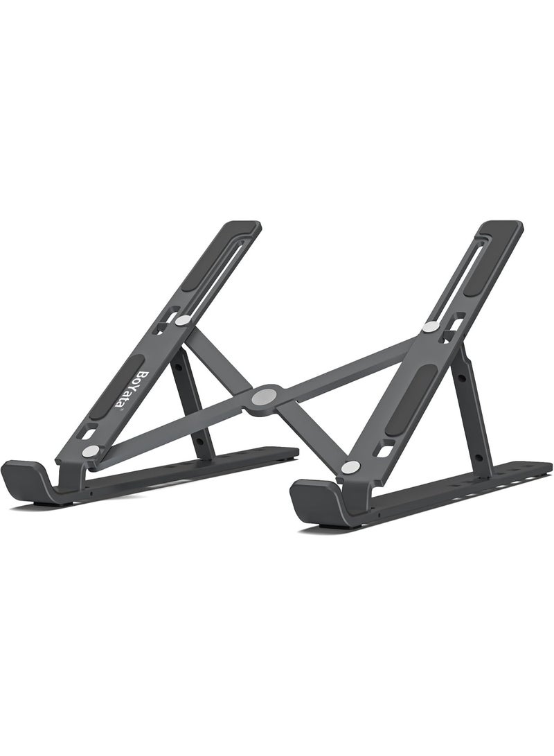 Laptop Stand, Portable Laptop Holder Computer Stand for Desk, Aluminum Foldable Laptop Riser with 6 Levels Height Adjustment, Compatible with MacBook/HP/Lenovo/Dell, 10-15.6" Laptops - Image 1