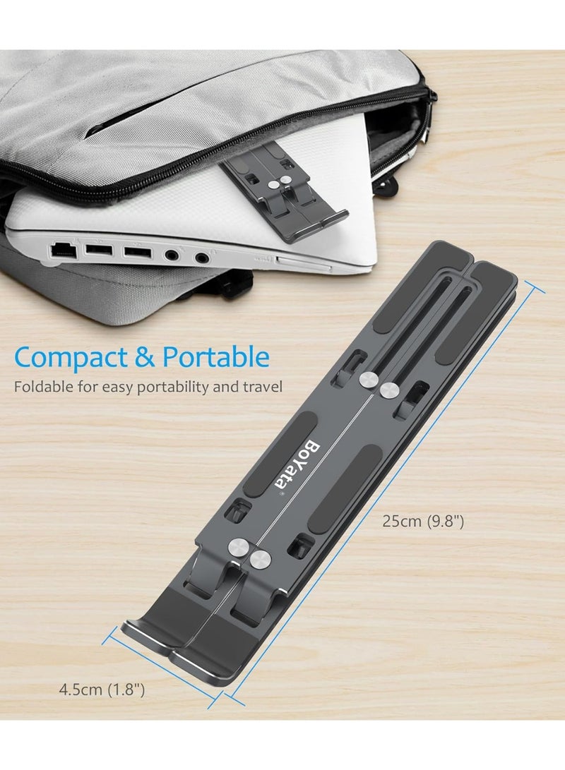 Laptop Stand, Portable Laptop Holder Computer Stand for Desk, Aluminum Foldable Laptop Riser with 6 Levels Height Adjustment, Compatible with MacBook/HP/Lenovo/Dell, 10-15.6" Laptops - Image 5