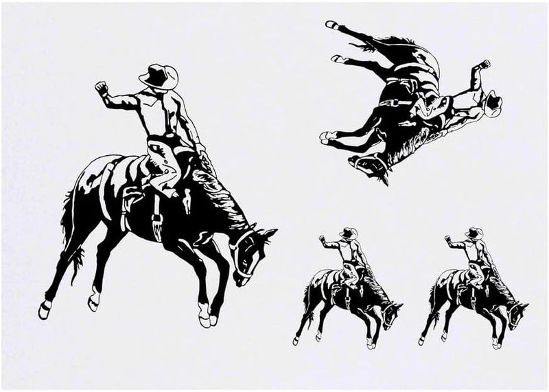 4 x Rodeo Cowboy Temporary Tattoos Water Resistant SkinSafe NonToxic Transfers Mixed Sizes TO00075880