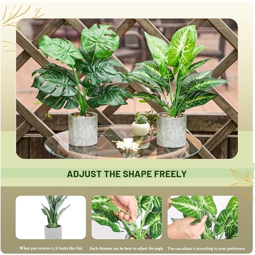 WUKOKU 2pcs Fake Plants 16" Faux Plants Artificial Tropical Plants Indoor for Home Office Desk Kitchen Bathroom Table Shelf Decor - Image 3