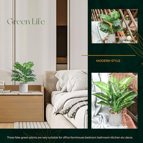 WUKOKU 2pcs Fake Plants 16" Faux Plants Artificial Tropical Plants Indoor for Home Office Desk Kitchen Bathroom Table Shelf Decor - Image 5