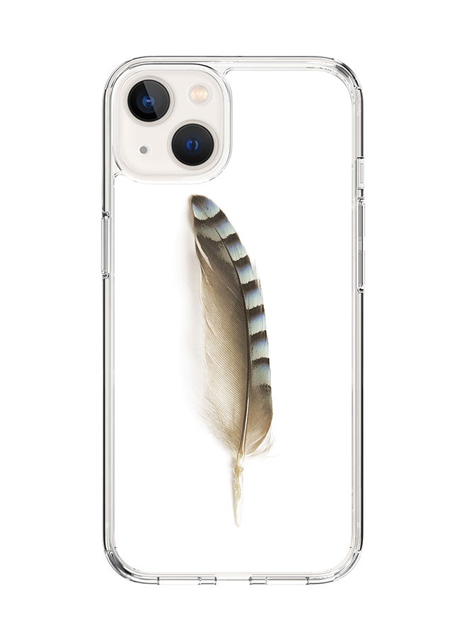 Stylizedd Classic Clear Case for Apple iPhone 15 Hybrid Soft Case Flexible Edges Anti Drop TPU PC Gel Thin Transparent Cover [ Designed for Apple iPhone 15 ] - Lonely Feather Full Print  - Image 1