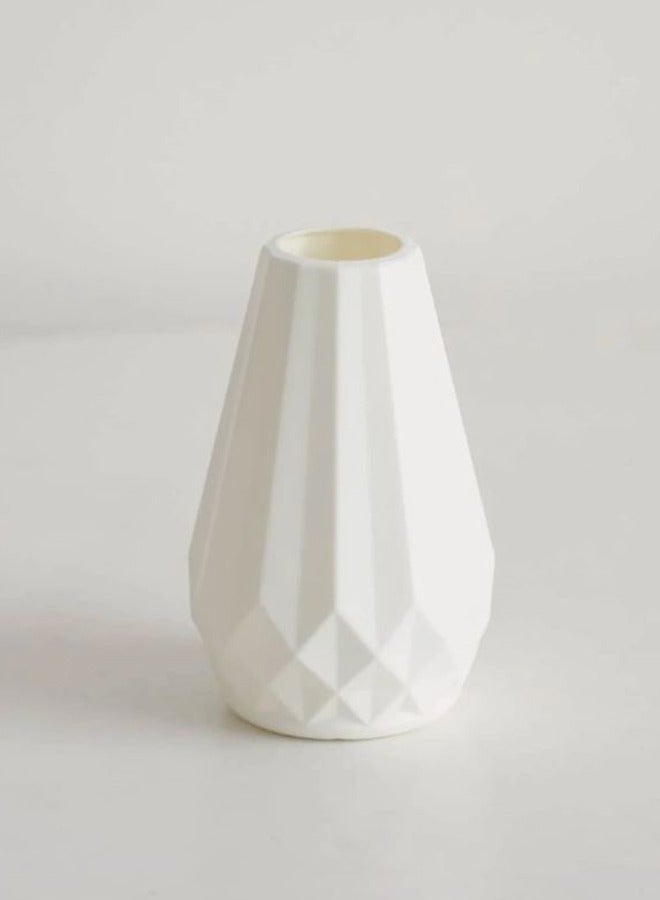 سويس كانتون مزهرية زهور بلاستيكي فاخر بتصميم نوردك - 15 سم، مظهر خزفي، خفيف الوزن وغير قابل للكسر، مزهرية ديكورية عصرية للمنزل والمكتب والفعاليات وترتيبات الزهور - Image 1