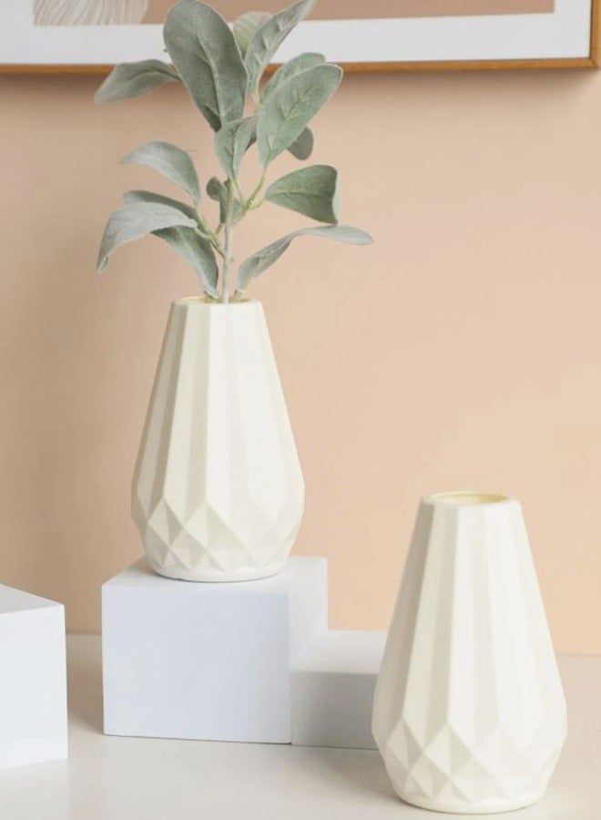 سويس كانتون مزهرية زهور بلاستيكي فاخر بتصميم نوردك - 15 سم، مظهر خزفي، خفيف الوزن وغير قابل للكسر، مزهرية ديكورية عصرية للمنزل والمكتب والفعاليات وترتيبات الزهور - Image 2