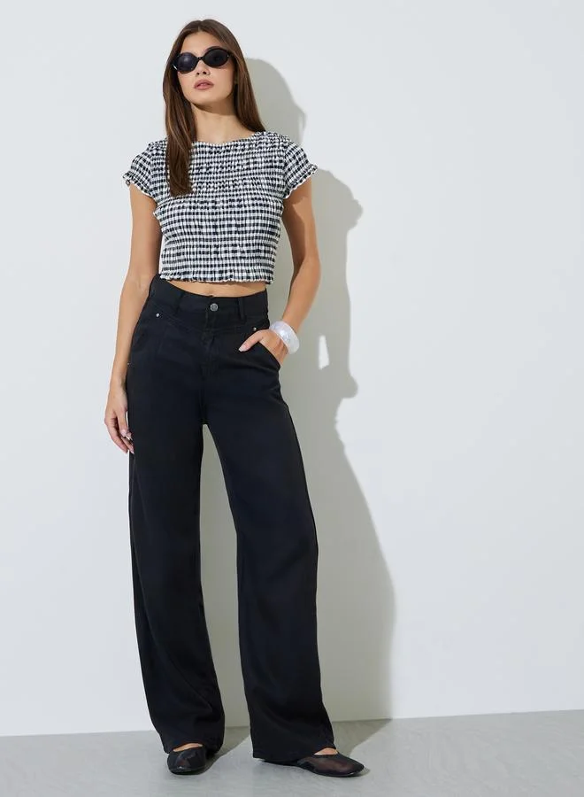 ستايلي Black High Rise Wide Leg Jeans
