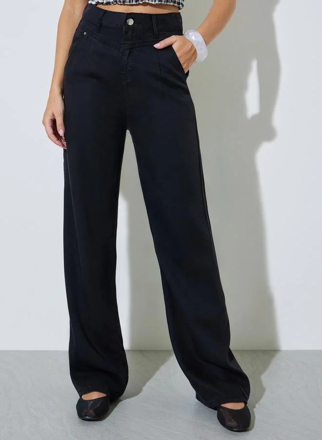 ستايلي Black High Rise Wide Leg Jeans