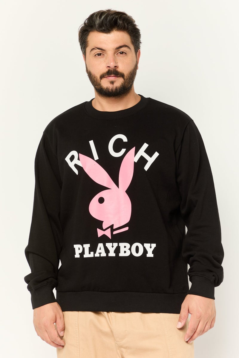 JOHN RICHMOND Men Round Neck Brand Logo Long Sleeve Sweatshirt, Black - Image 1
