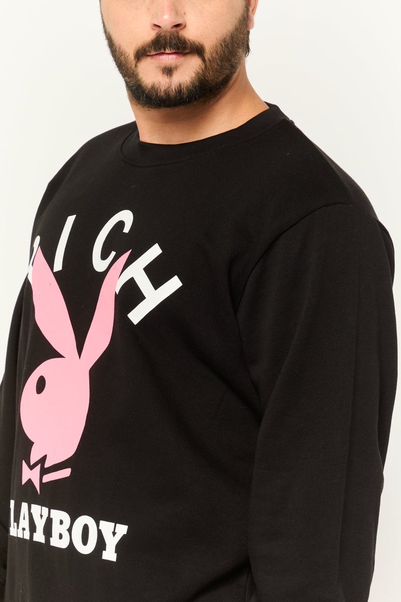 JOHN RICHMOND Men Round Neck Brand Logo Long Sleeve Sweatshirt, Black - Image 2