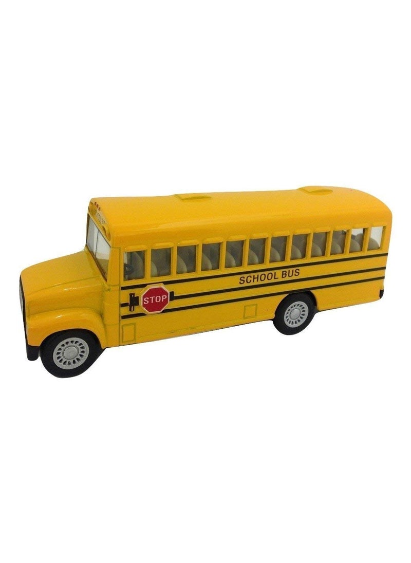KinsFun KiNSFUN 6 inch Long-Nose School Bus Die Cast Metal Model Toy Car w/Pullback Action  - Image 2