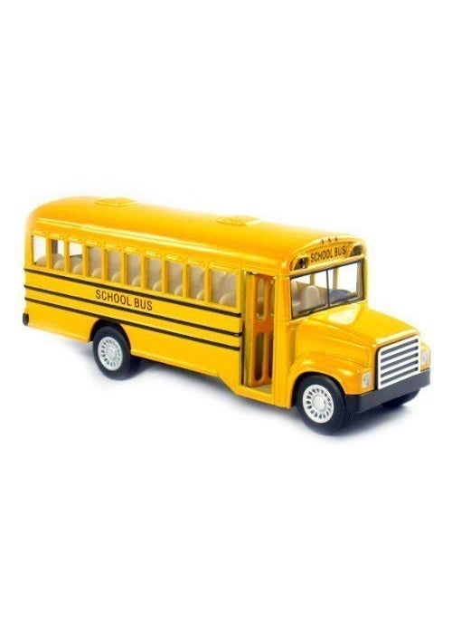 KinsFun KiNSFUN 6 inch Long-Nose School Bus Die Cast Metal Model Toy Car w/Pullback Action  - Image 3