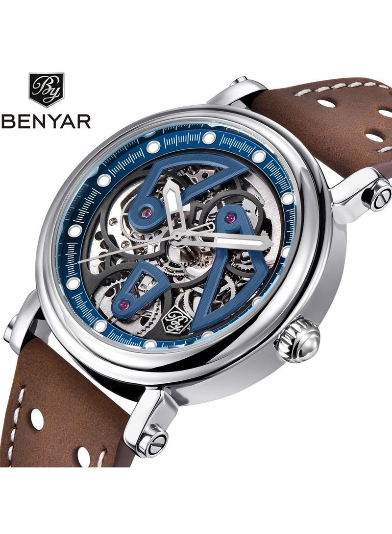 BENYAR Watches for Men Luxury Leather Luminous Water Resistant Automatic Mechanical Wristwatch - Image 2