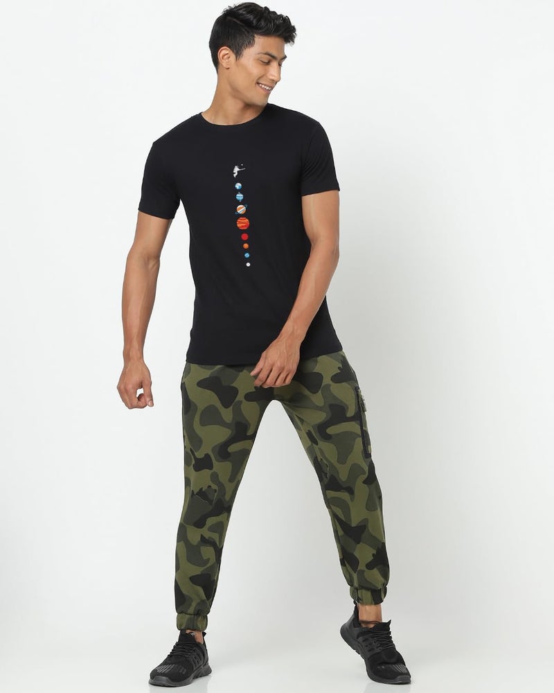 Bewakoof Men's Printed 100% Cotton T-Shirt - Regular Fit, Round Neck, Half Sleeves Black - Image 4