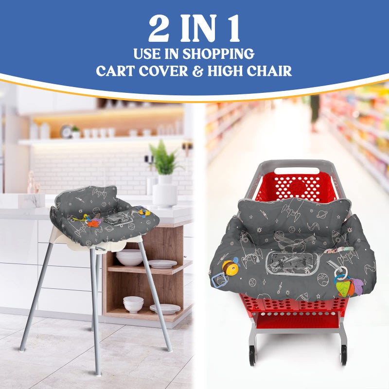 PILLANI Shopping Cart Cover for Baby, High Chair Cover for Restaurant Seat - Grocery Cart Cover for Baby Girl and Boy, Comfortable Cotton Buggy Covers for Babies - Padded Toddler Shopping Cart Cover - Image 5