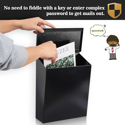KYODOLED Convenient and Durable Wall Mount Mailbox for Outside, Easy Installation, Ample Storage Space to Accommodate Standard-Sized Letter, Magazine, Check, Black, Drop Box for Home or Apartment - Image 5