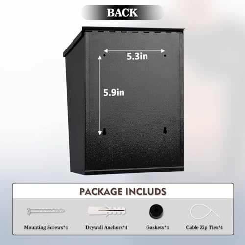 KYODOLED Convenient and Durable Wall Mount Mailbox for Outside, Easy Installation, Ample Storage Space to Accommodate Standard-Sized Letter, Magazine, Check, Black, Drop Box for Home or Apartment - Image 3