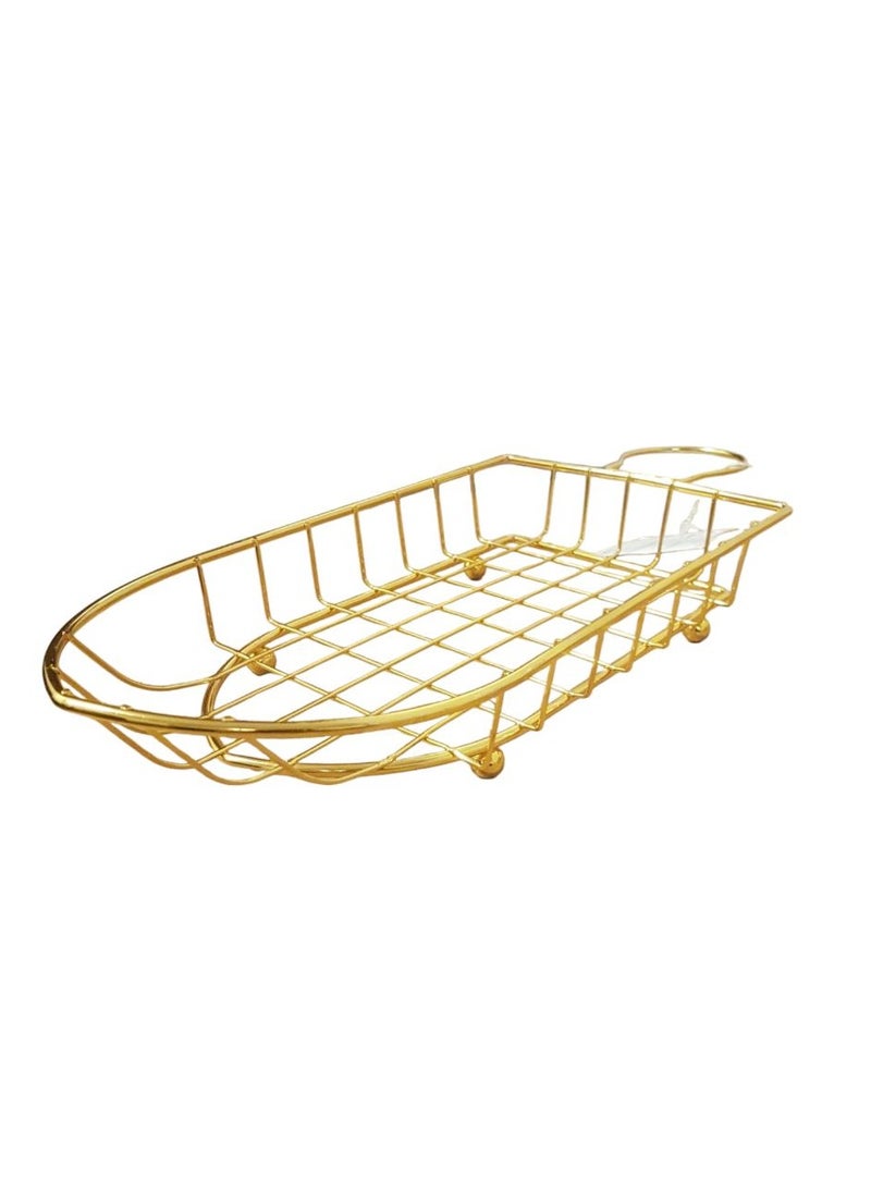 سلة تقديم من الحديد - ذهبي - Image 1