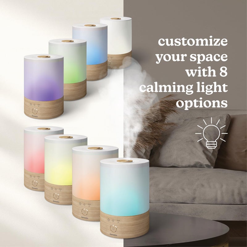 Homedics Cool Mist Ultrasonic Humidifier, 8-Colors Night Light, 0.66 Gal Top-Fill Tank, 24Hr Runtime, 3 Mist Settings, 360Â° Mist for 329 sq ft Rooms, Aromatherapy, Clean Tank Tech, Auto Shutoff - Image 5