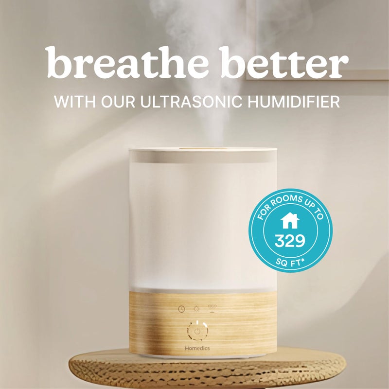 Homedics Cool Mist Ultrasonic Humidifier, 8-Colors Night Light, 0.66 Gal Top-Fill Tank, 24Hr Runtime, 3 Mist Settings, 360Â° Mist for 329 sq ft Rooms, Aromatherapy, Clean Tank Tech, Auto Shutoff - Image 2