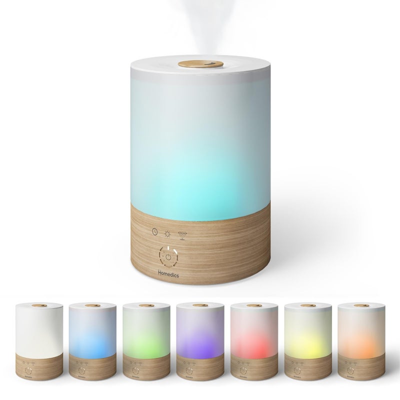 Homedics Cool Mist Ultrasonic Humidifier, 8-Colors Night Light, 0.66 Gal Top-Fill Tank, 24Hr Runtime, 3 Mist Settings, 360Â° Mist for 329 sq ft Rooms, Aromatherapy, Clean Tank Tech, Auto Shutoff - Image 1