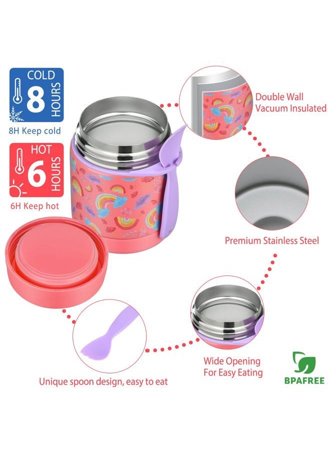 Howeemo Rainbow Bento Lunch Box Set, 25.36 oz Capacity, Stainless Steel Insulated Soup Thermo, Leak-proof Bento Box, Microwave and Dishwasher Safe - Image 4