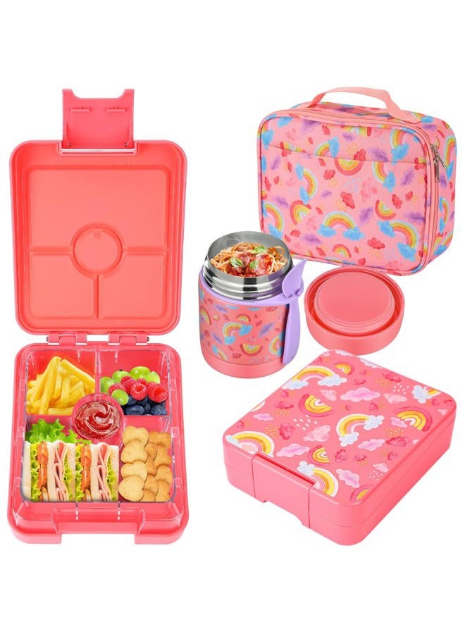 Howeemo Rainbow Bento Lunch Box Set, 25.36 oz Capacity, Stainless Steel Insulated Soup Thermo, Leak-proof Bento Box, Microwave and Dishwasher Safe - Image 1