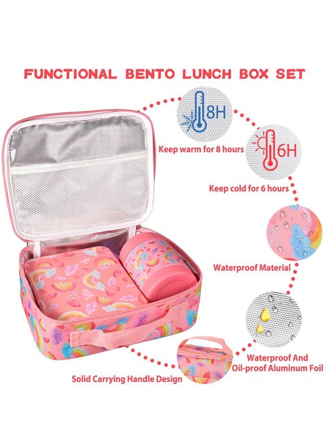 Howeemo Rainbow Bento Lunch Box Set, 25.36 oz Capacity, Stainless Steel Insulated Soup Thermo, Leak-proof Bento Box, Microwave and Dishwasher Safe - Image 2