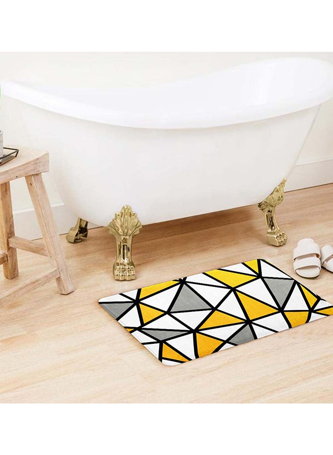 ريزاريز سجادة باب صفراء فائقة النعومة ذات تصميم هندسي أصفر، مانعة للانزلاق قابلة للغسل، 50 × 80 سم - Image 1