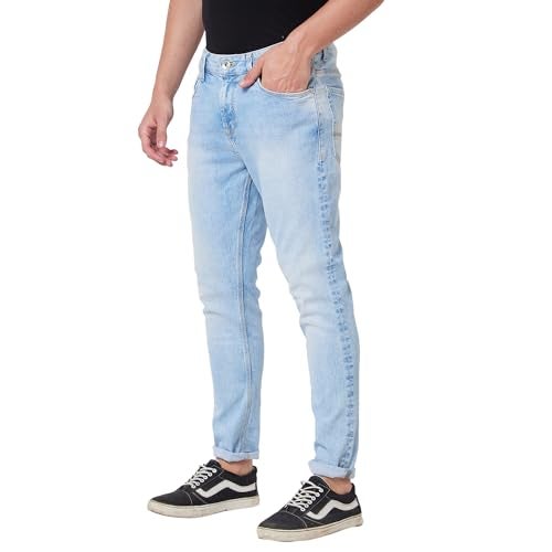 Spykar Mid Rise Tapered Fit Blue Jeans for Men (Size: 36)-MDKN1BD008_Light Blue - Image 4
