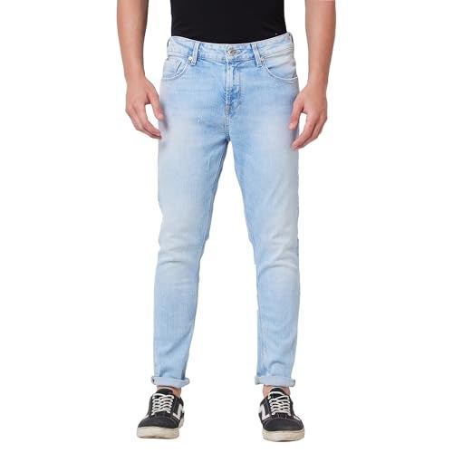 Spykar Mid Rise Tapered Fit Blue Jeans for Men (Size: 36)-MDKN1BD008_Light Blue - Image 1