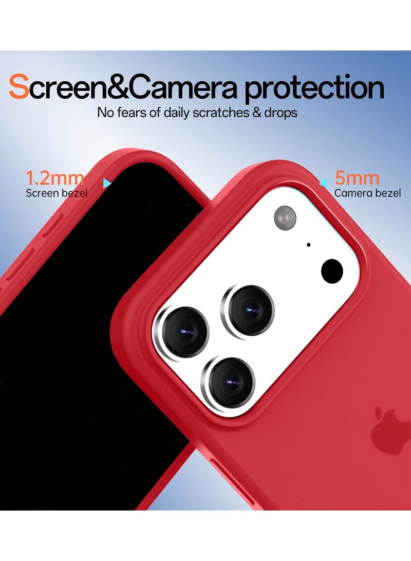 Wtech Apple iPhone 17 Pro Max 5G 2025 Luxury Premium Quality Liquid Silicone Case Cover (MCRPSN) - Red - Image 3