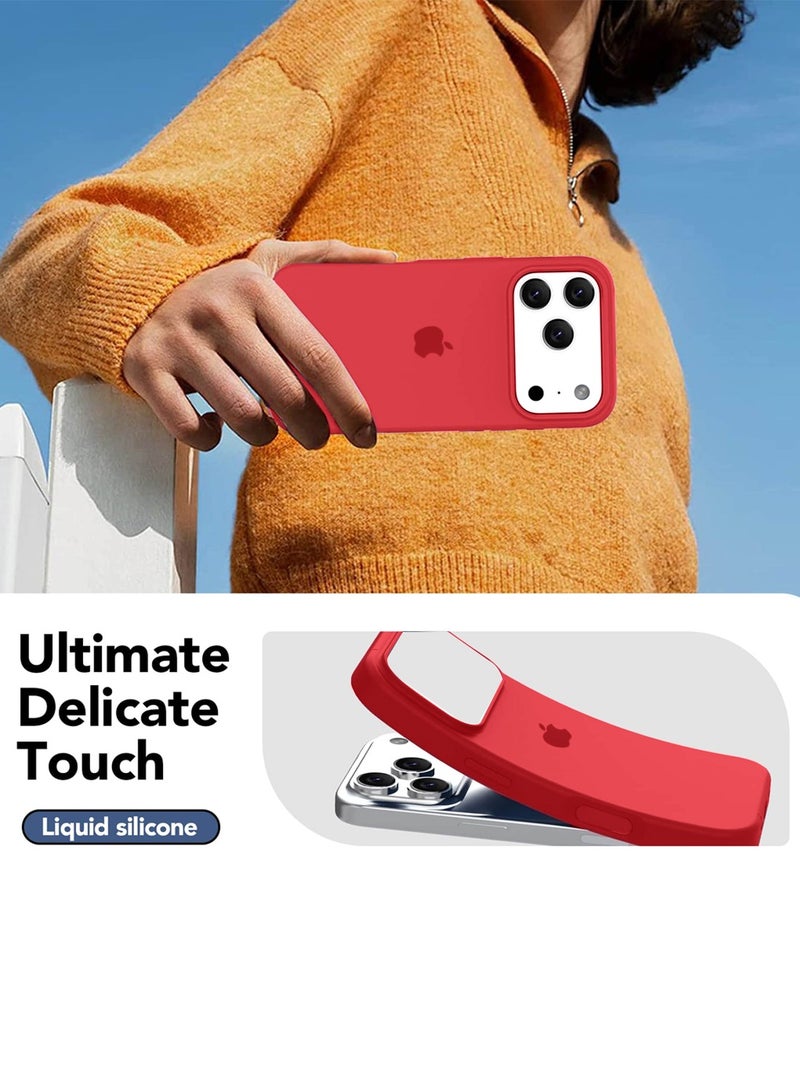 Wtech Apple iPhone 17 Pro Max 5G 2025 Luxury Premium Quality Liquid Silicone Case Cover (MCRPSN) - Red - Image 2