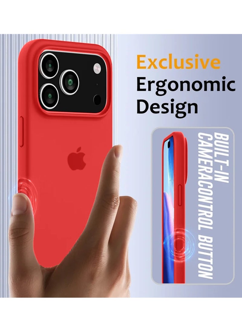 Wtech Apple iPhone 17 Pro Max 5G 2025 Luxury Premium Quality Liquid Silicone Case Cover (MCRPSN) - Red - Image 4