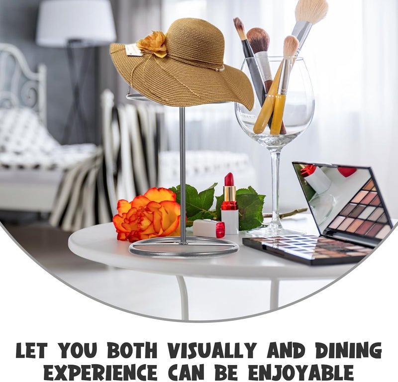 Metal Wig and Hat Display Stand, Silver Iron Cap Holder with Dome Shape, Multi-functional Freestanding Rack for Baseball Caps and Wigs, Commercial and Home Use - Image 3