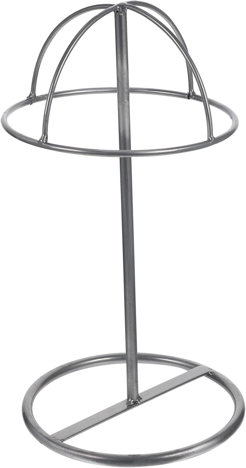Metal Wig and Hat Display Stand, Silver Iron Cap Holder with Dome Shape, Multi-functional Freestanding Rack for Baseball Caps and Wigs, Commercial and Home Use - Image 1