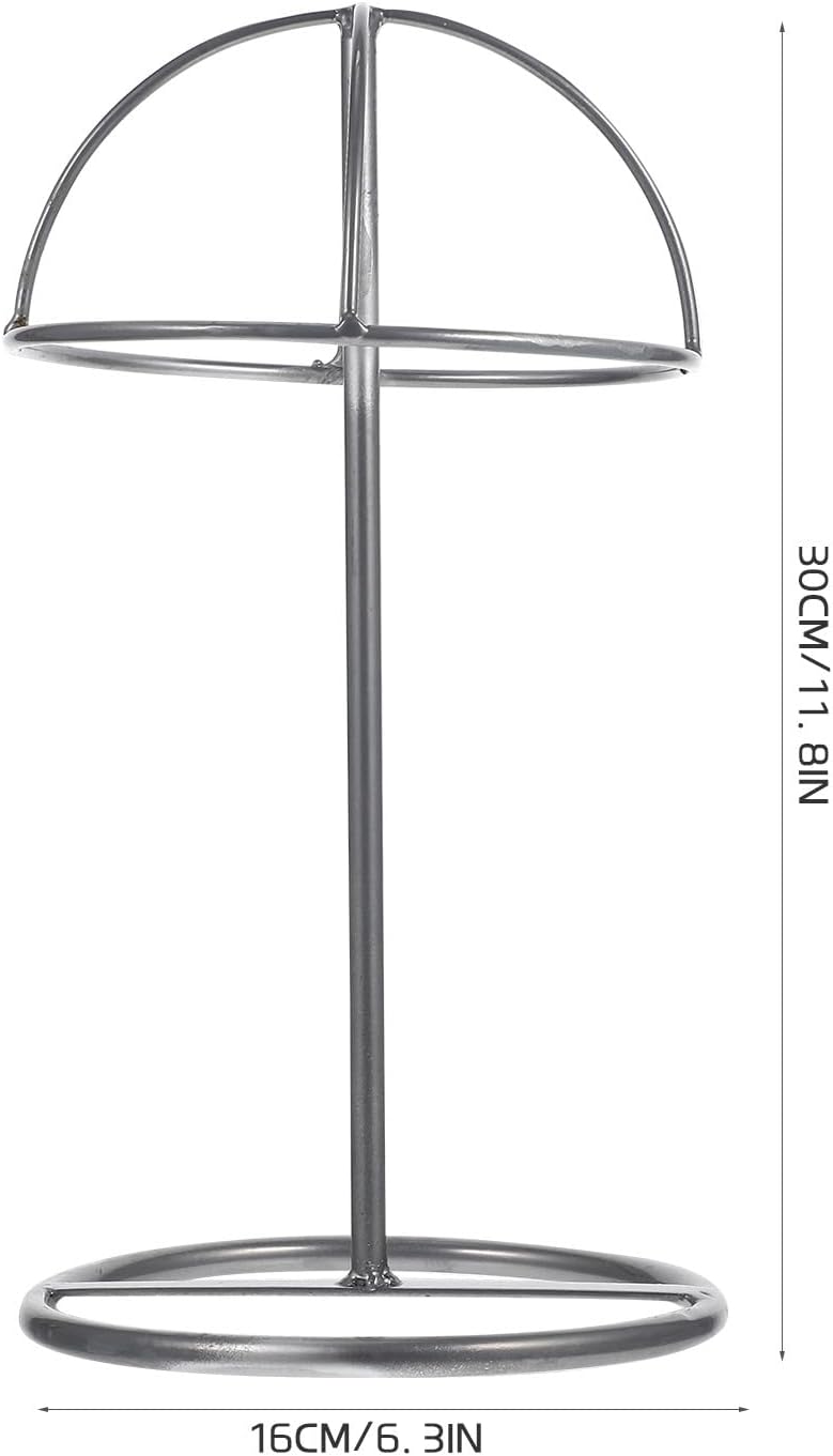 Metal Wig and Hat Display Stand, Silver Iron Cap Holder with Dome Shape, Multi-functional Freestanding Rack for Baseball Caps and Wigs, Commercial and Home Use - Image 2